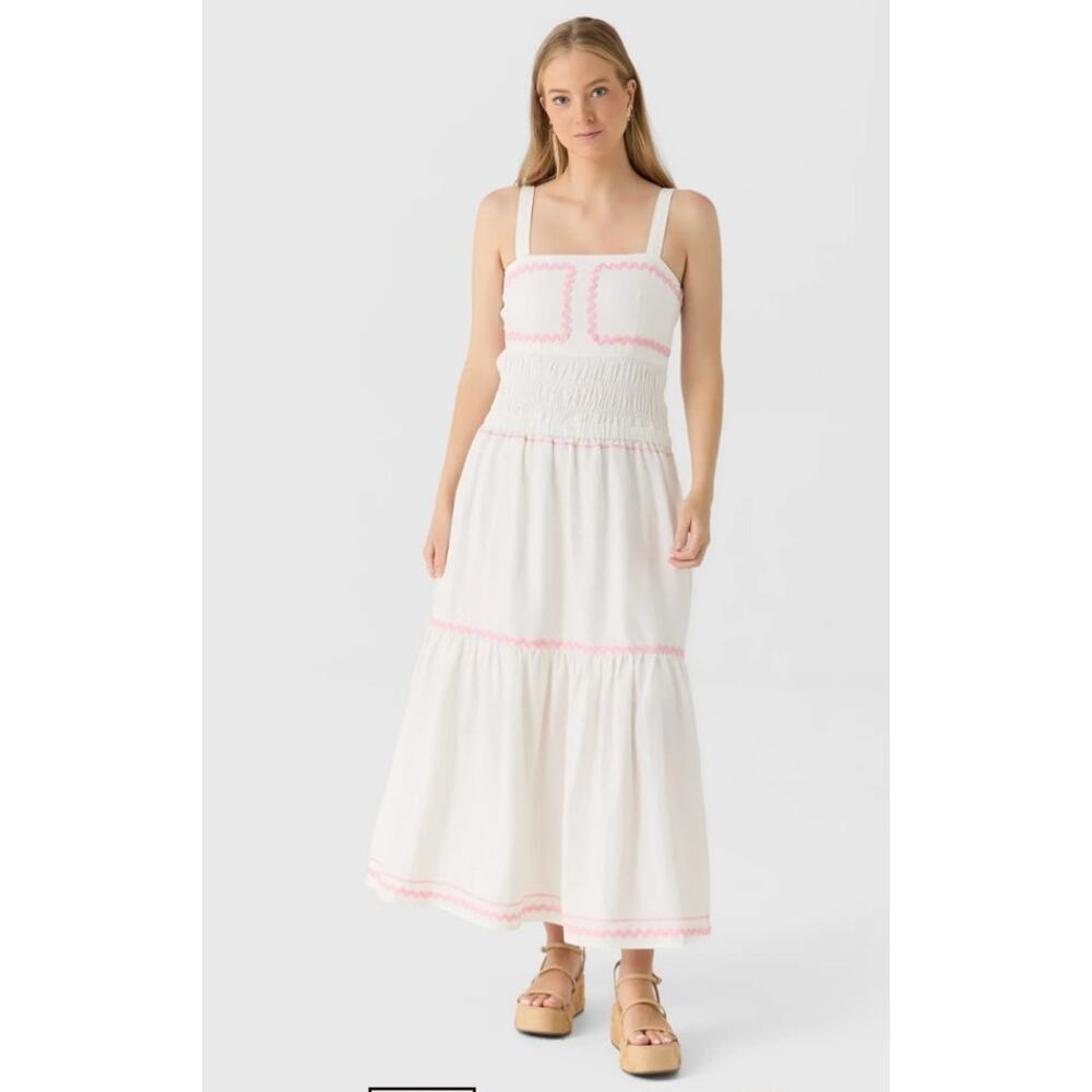 Eche Women's White and Pink Ric Rac Dress - XS